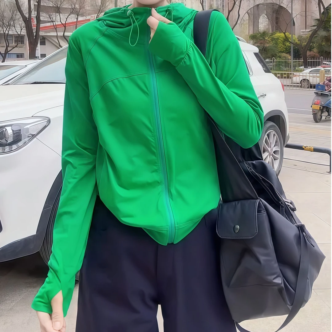 东大门冰感因子连帽抽绳防晒衣女2025年夏季新款休闲运动速干外套