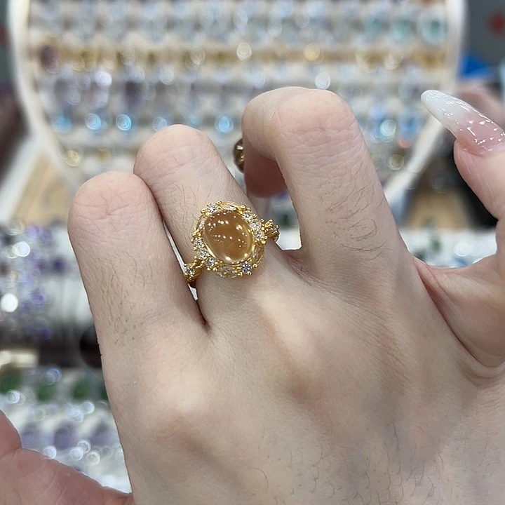 戒指银S925镶嵌黄晶