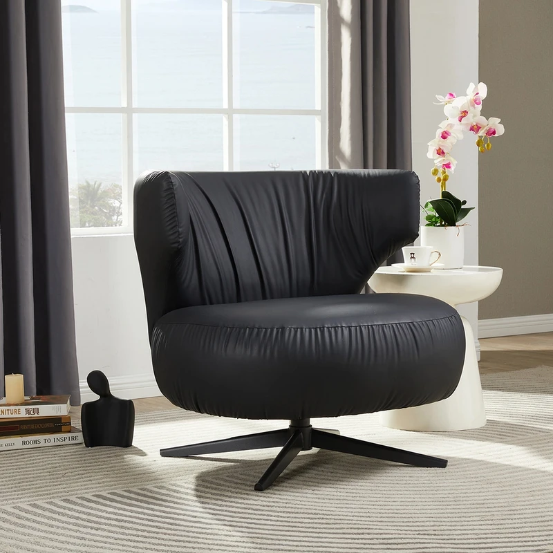 壹号木匠休闲旋转沙发椅单人椅轻奢家用移动简约客厅会客沙发