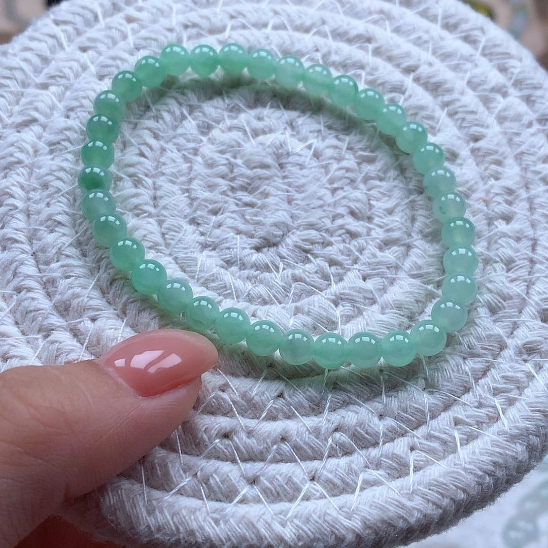 翡翠未镶嵌手串圆珠5.0甜绿