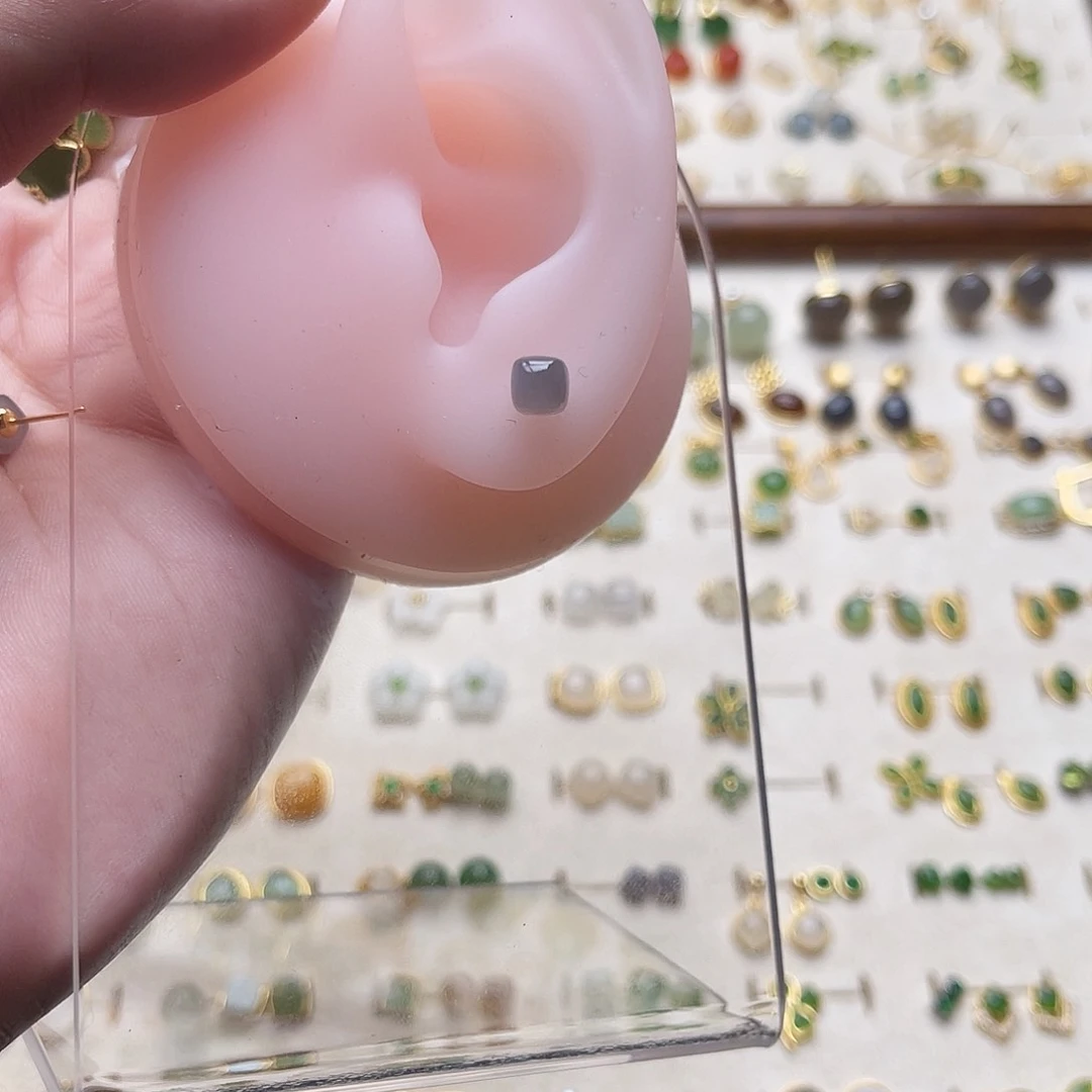 银S925镶嵌和田玉耳饰