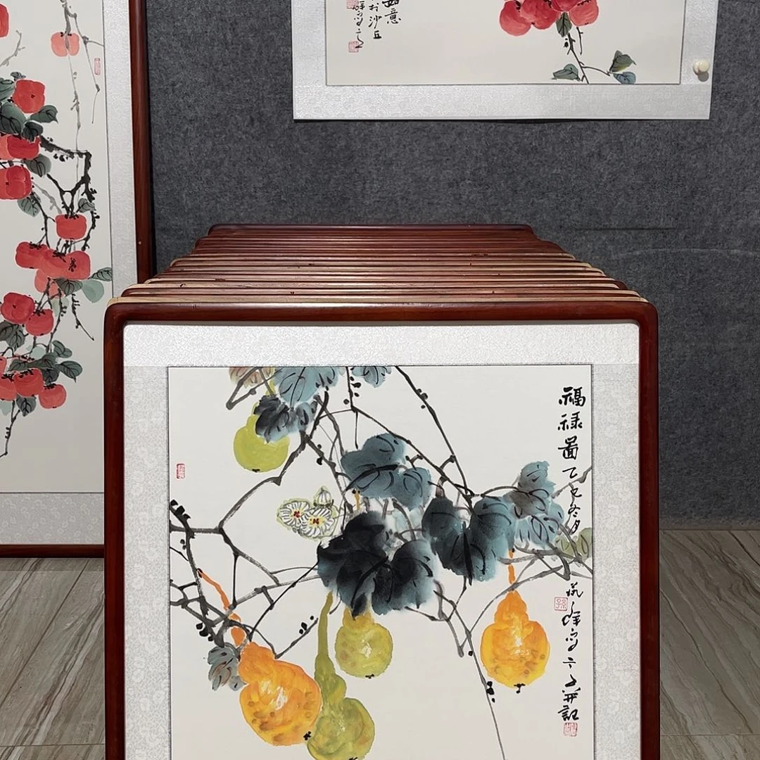 国画书画作品带框63×63