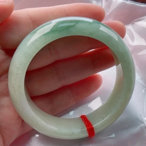 翡翠手镯未镶嵌59无大纹裂48小时鉴赏打灯微棉筋