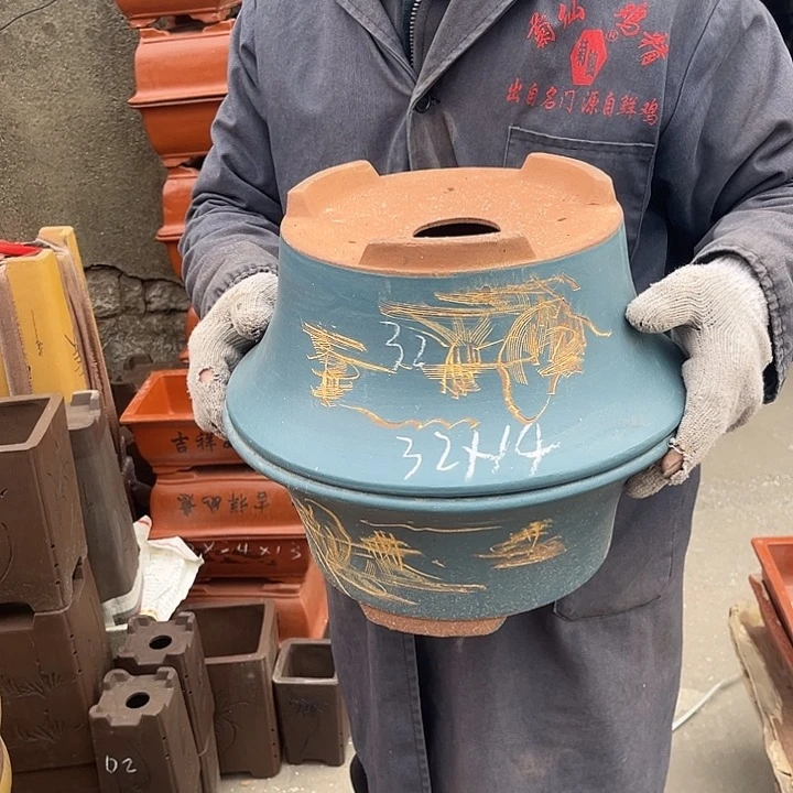 紫砂紫砂花盆和一