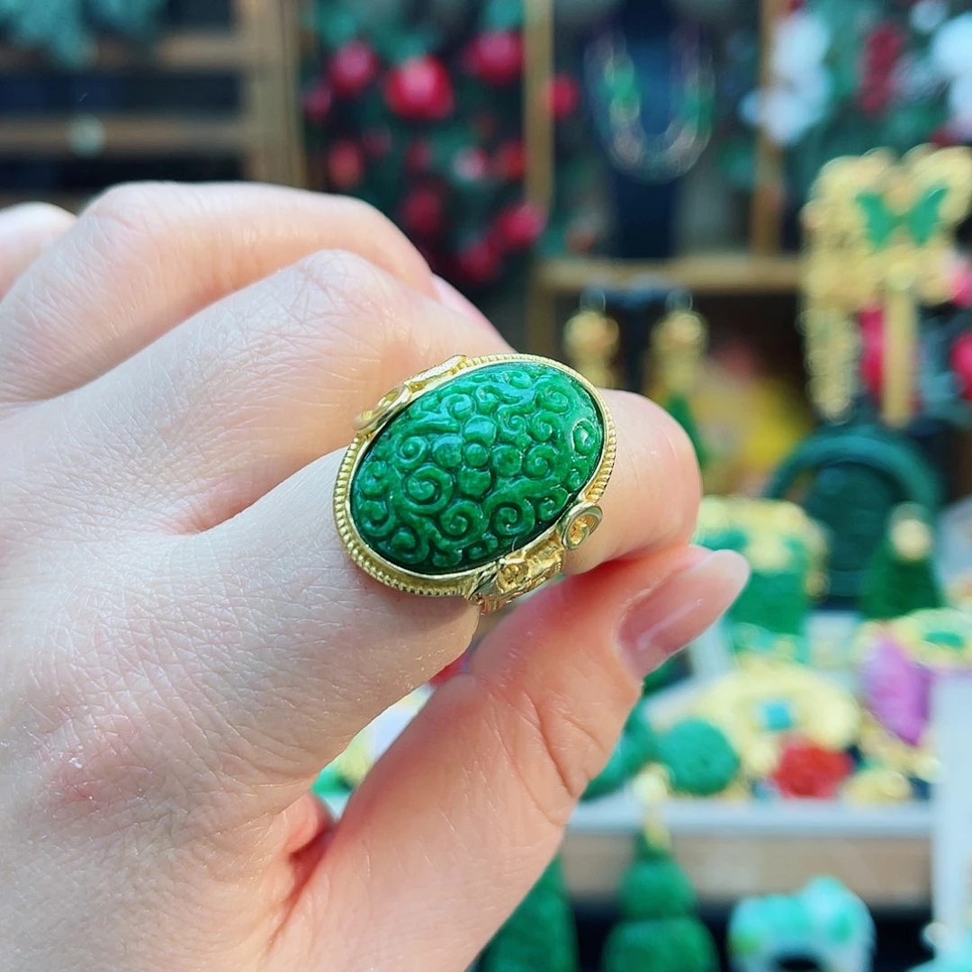 银S925镶嵌戒指翡翠48小时鉴赏期