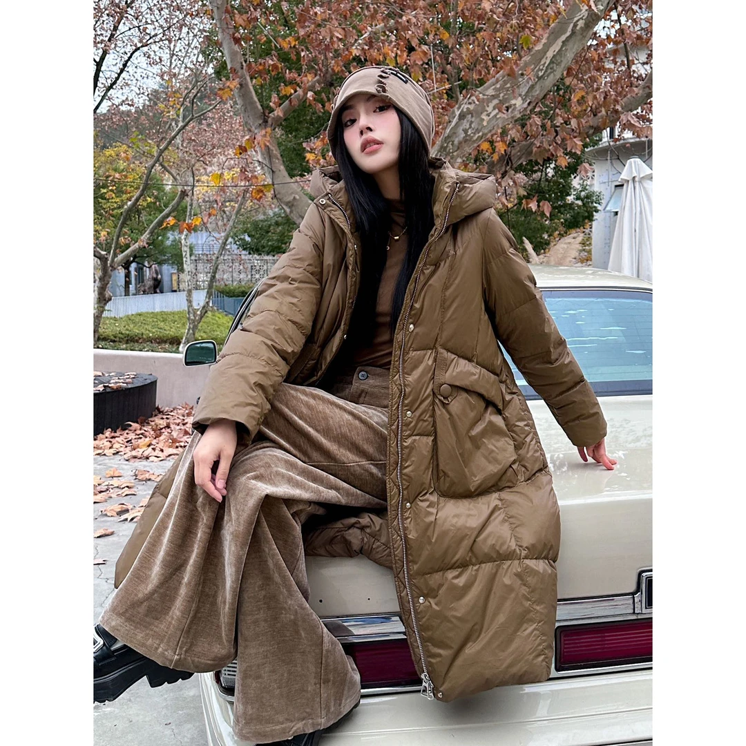 3367长款冬季2025时尚连帽加厚保暖羽绒服