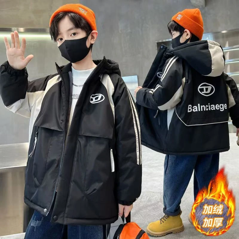 【加绒加厚】儿童男童棉服冬款2025新款夹棉加厚大童冲锋衣派克服