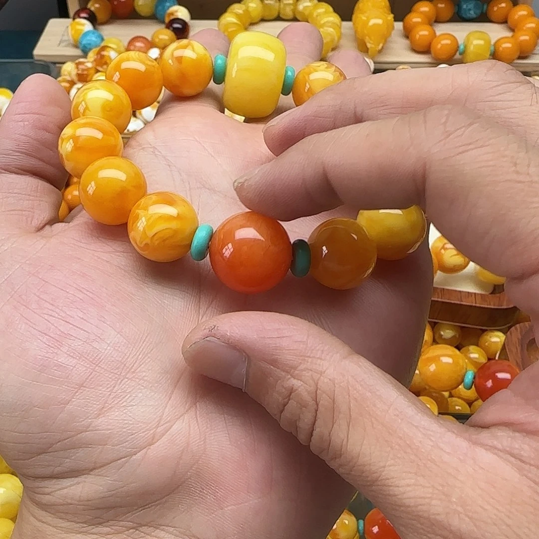 媛****树脂非金属精品老蜡色素串搭配一条