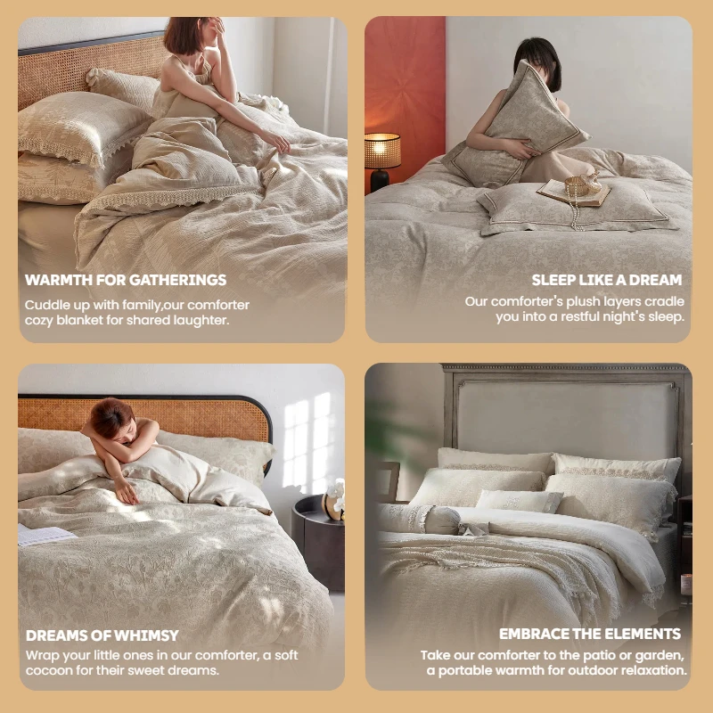 【亚麻皇后】亚麻色织提花高端工艺款四件套集合35%亚麻床品套件