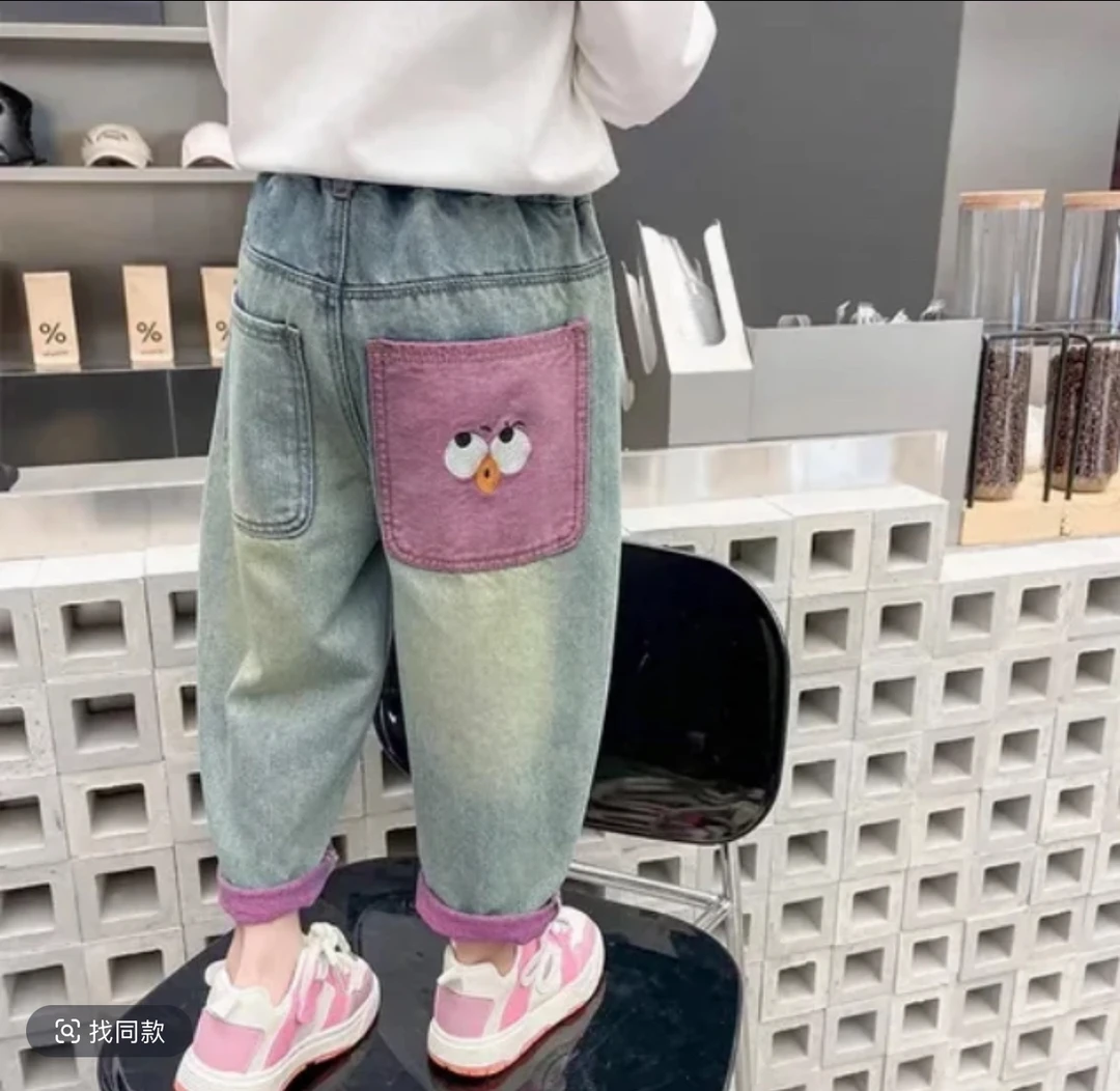 女童牛仔裤春秋2025韩版新款长裤百搭洋气宝宽松休闲潮