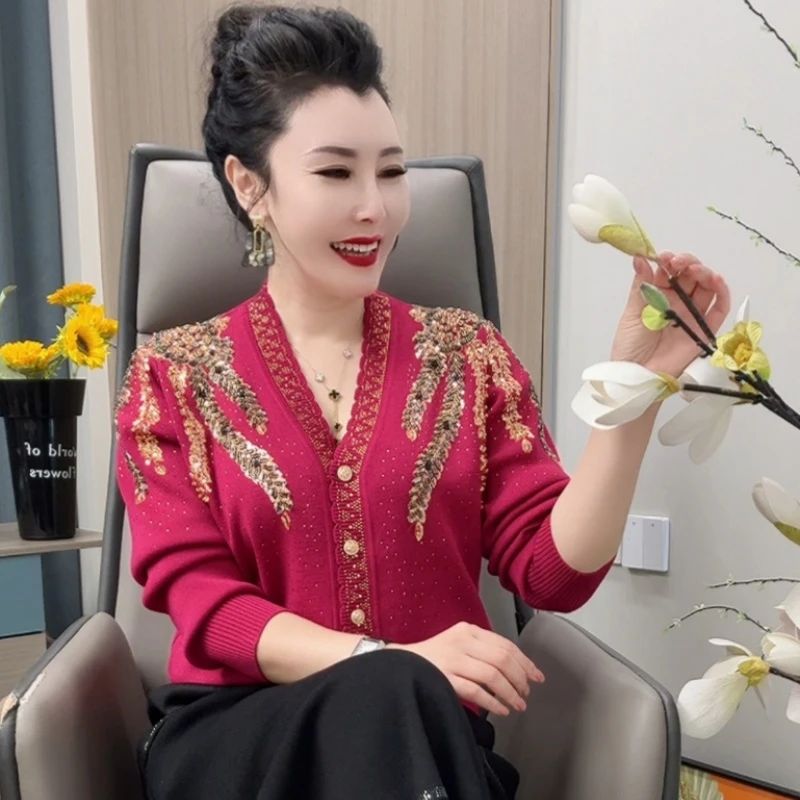 7501重工开衫常规女装网红针织毛针织衫气质常规袖秋季打底衫厚款