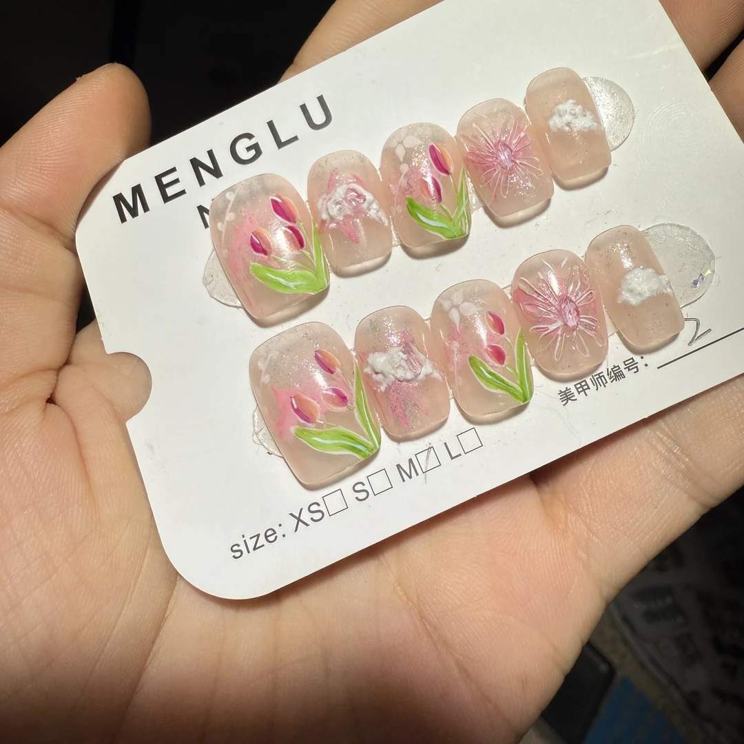 郁金香 纯手工穿戴甲十片装