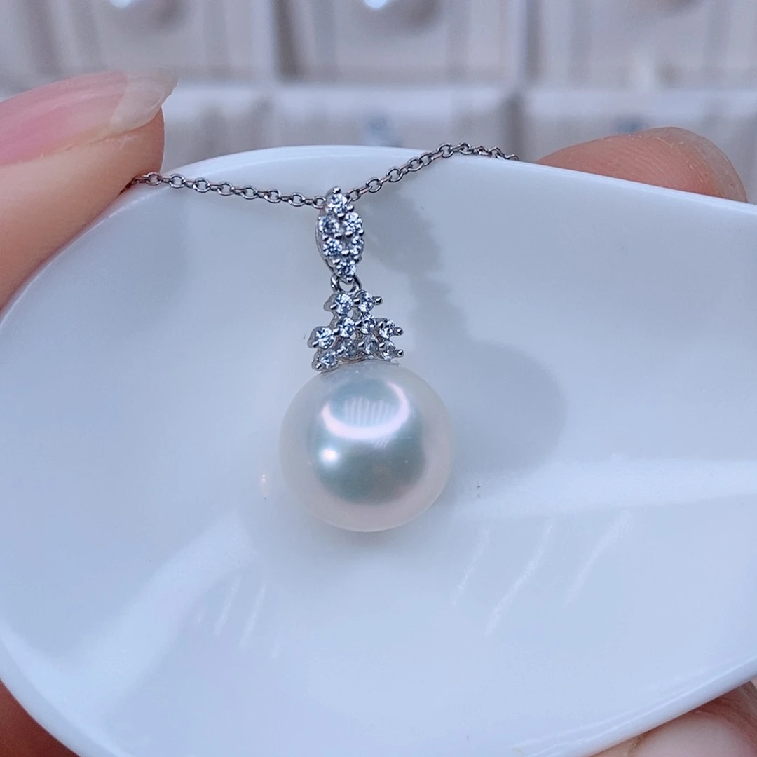 项链银S925镶嵌淡水珍珠