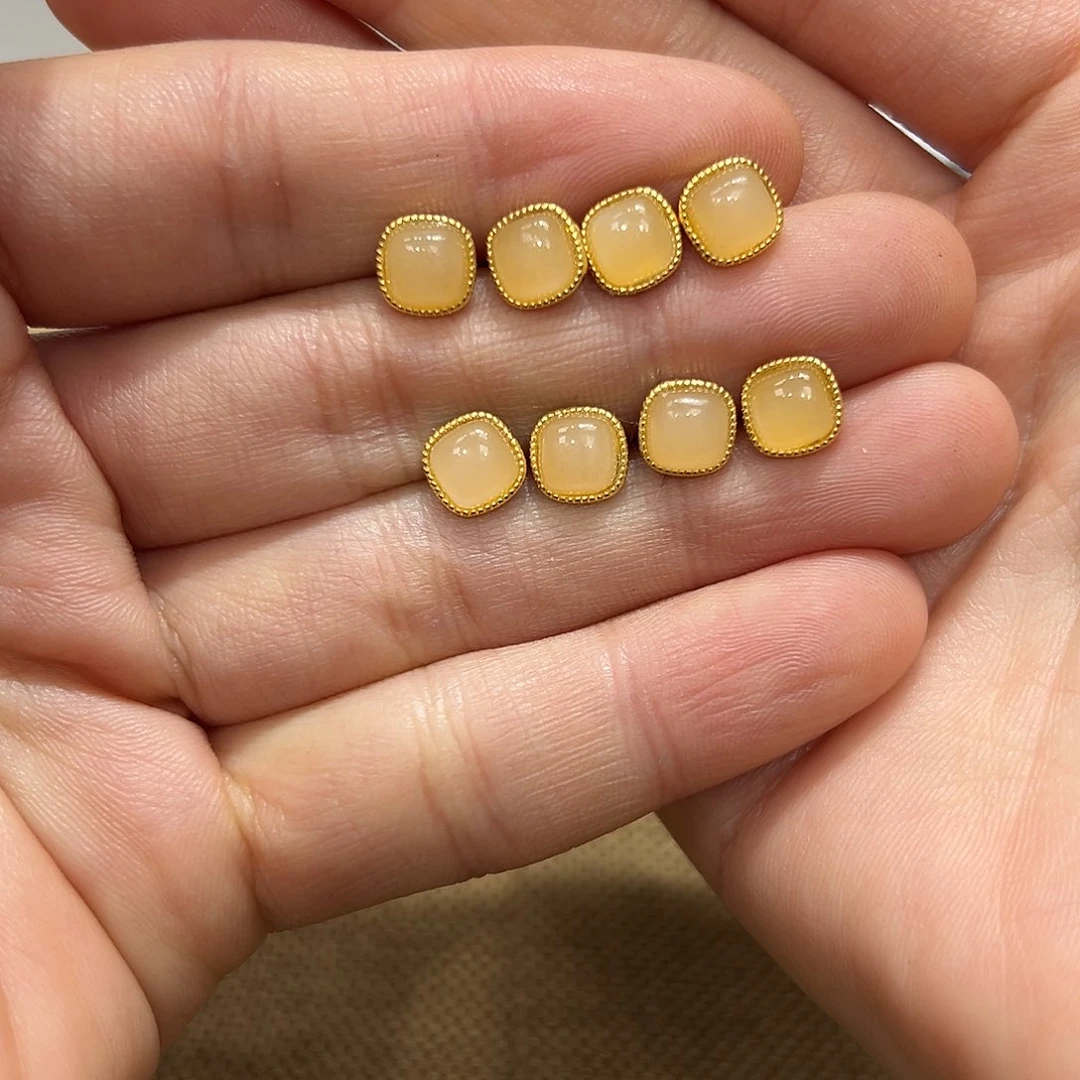 和田玉耳饰银S925镶嵌国*