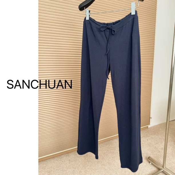 【SANCHUAN 】柔软弹力松紧腰系带长裤