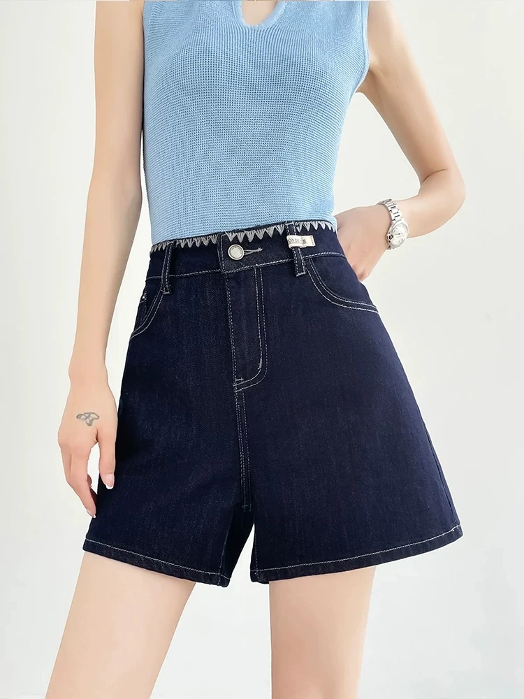 【喜桃牛仔】YWL2755A字版高腰牛仔裤短裤显瘦裤子女款爆款2025新款