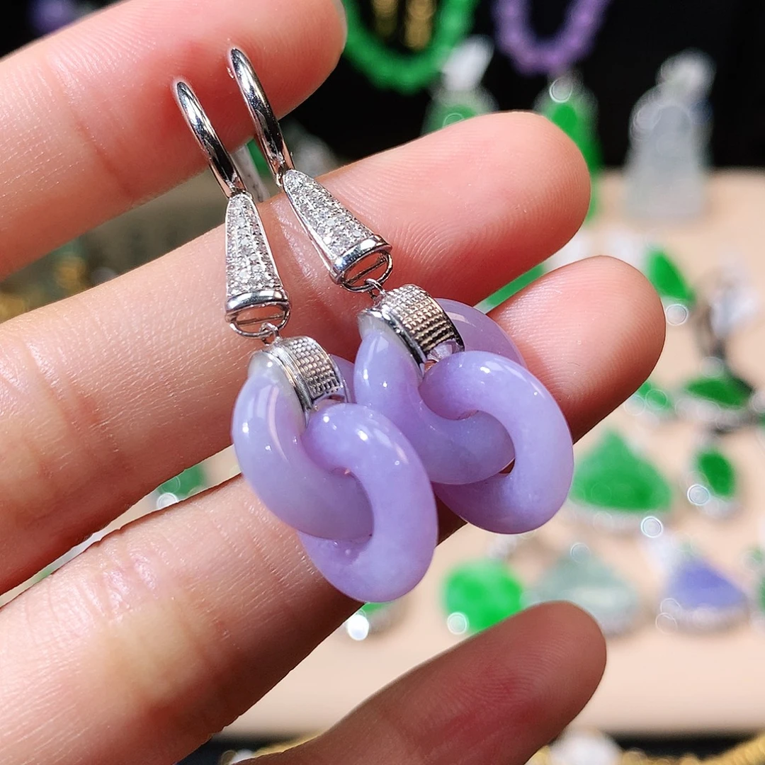 翡翠18K金镶嵌耳饰