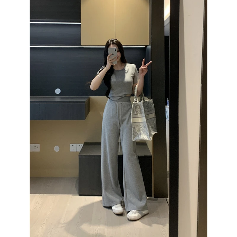 XINYI【休闲日记】春夏空气层运动短袖T恤+长裤两件套X625A01601