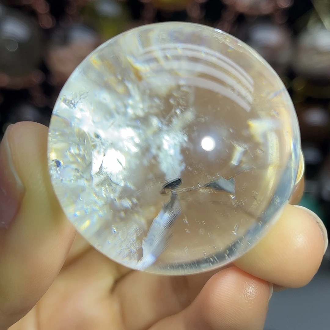 水晶珠宝半成品未镶嵌天然白水晶球35.4