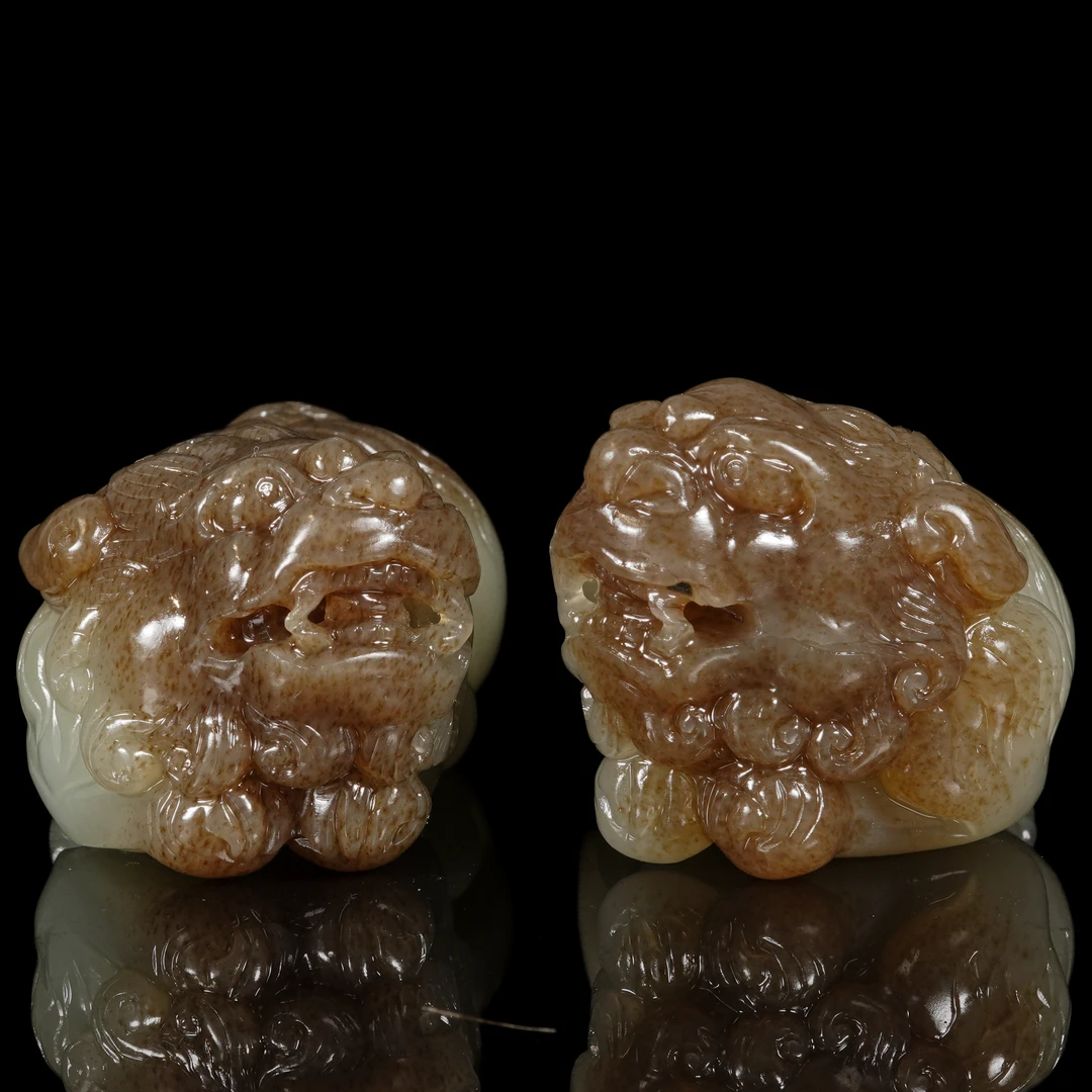LOT.026和田玉瑞兽一对/X2070