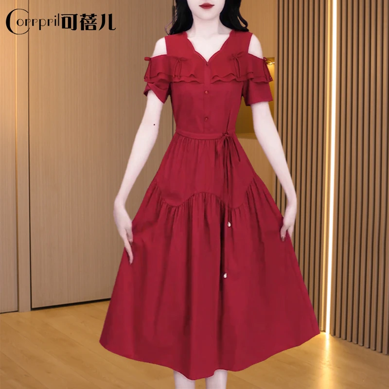 【可蓓儿】今年流行小个子连衣裙2025新款夏爆款减龄十三行高端女装