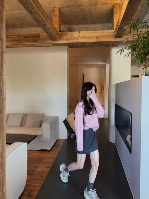 【 H·J 】“胶囊衣橱”高腰显瘦A字羊毛半裙1256