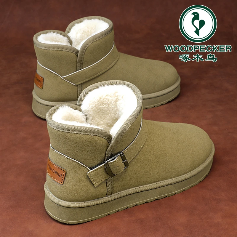 啄木鸟雪地靴女款爆款2025新款冬季加绒加厚保暖东北棉鞋防水防滑