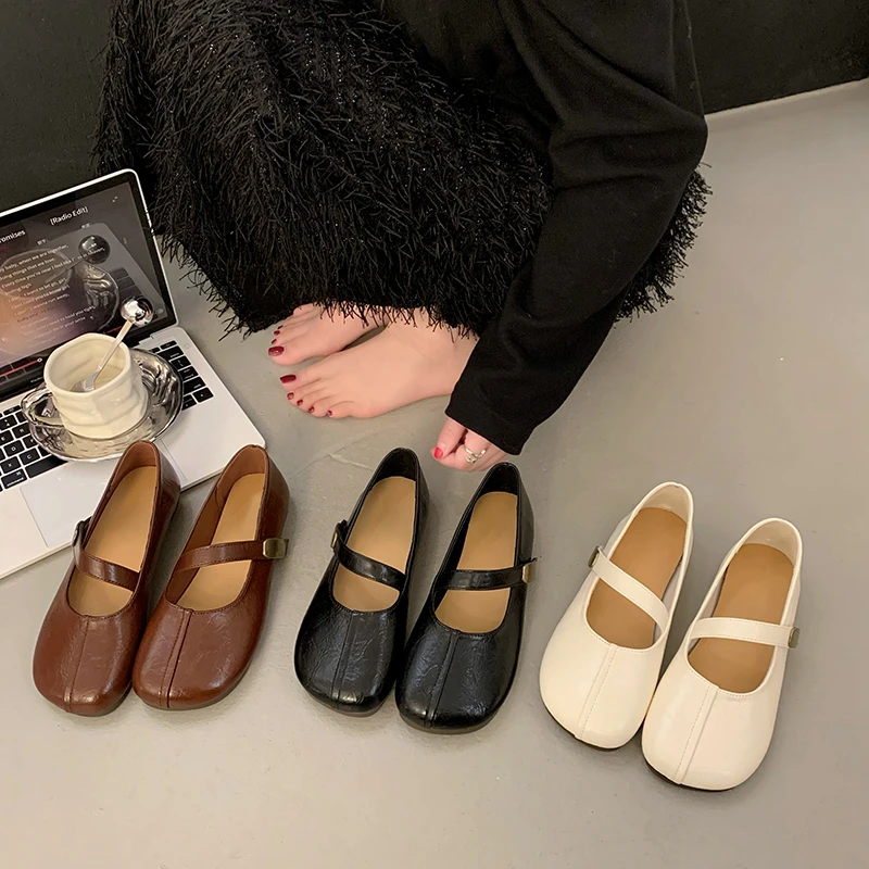 法式复古玛丽珍鞋女2025新款春季平底单鞋软底晚风圆头百搭鞋