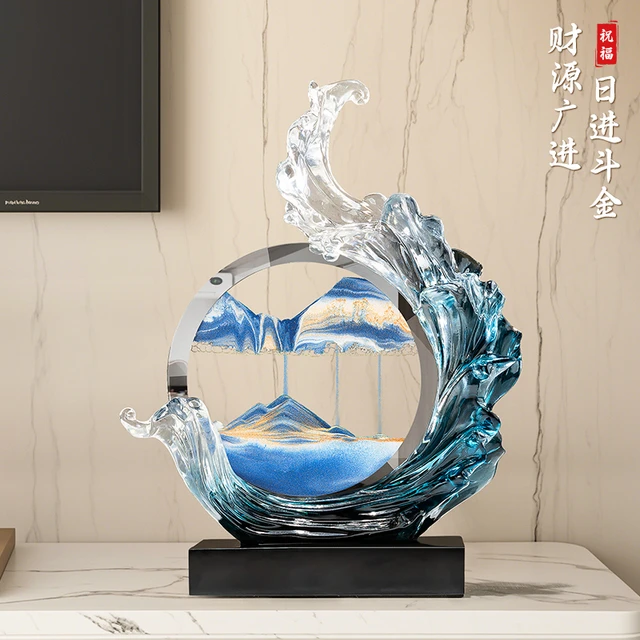风生水起流沙画摆件高级感客厅电视柜酒柜办公室装饰乔迁新居礼品