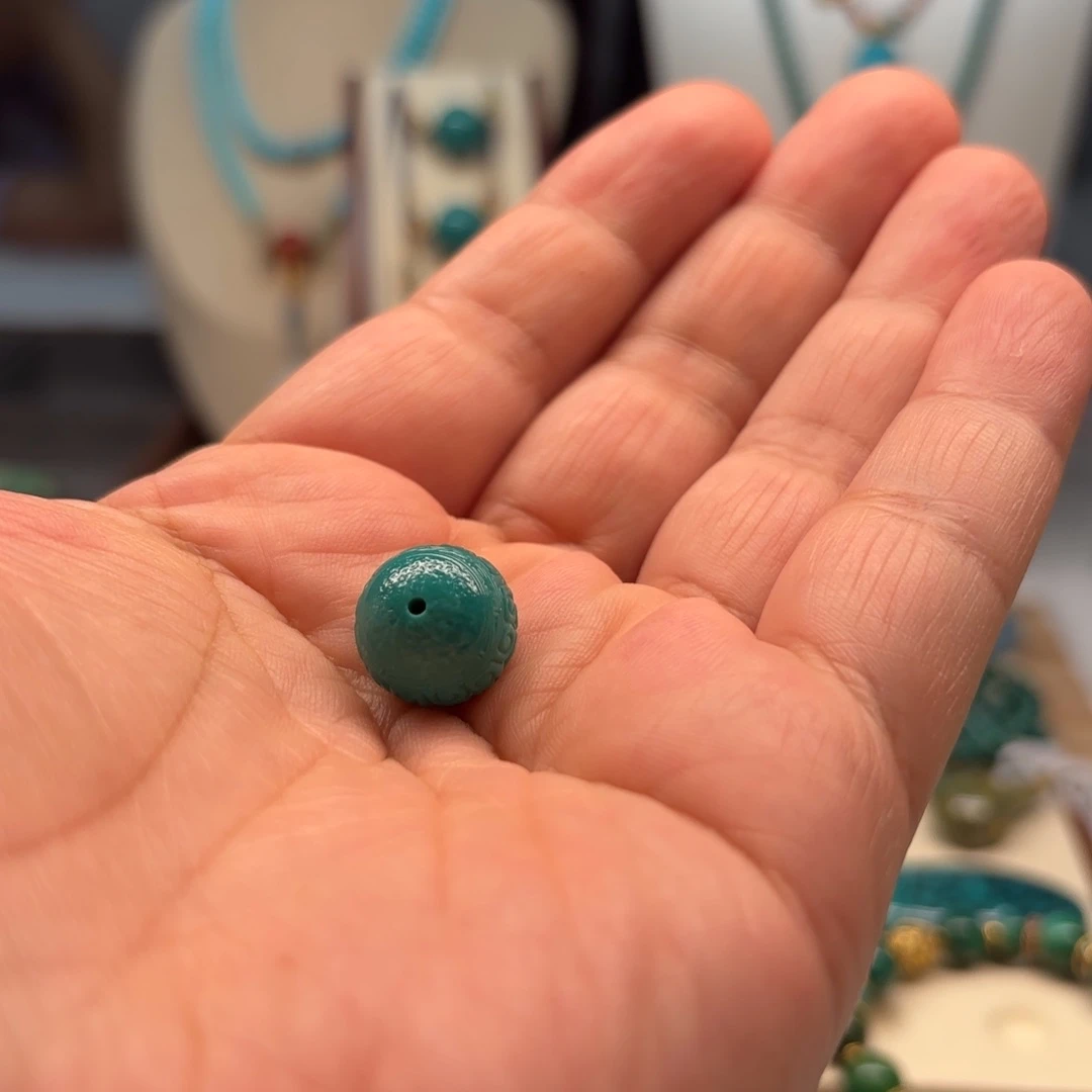 绿松石未镶嵌14mm回纹aa40w