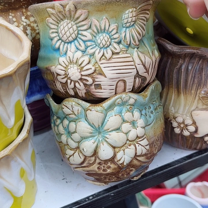 多肉绿植陶瓷花盆9.9包邮，有孔