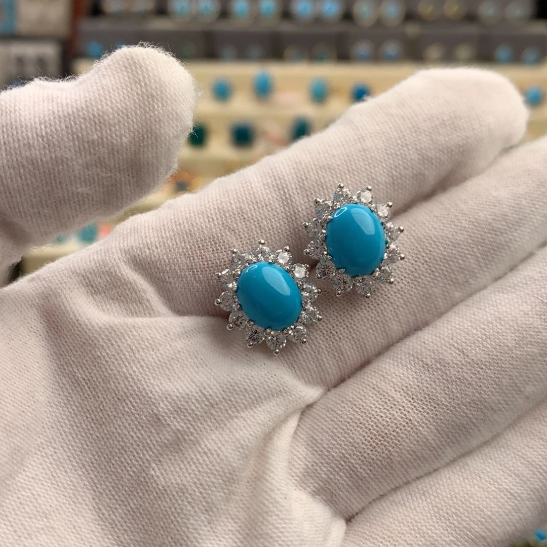 未镶嵌绿松石耳钉