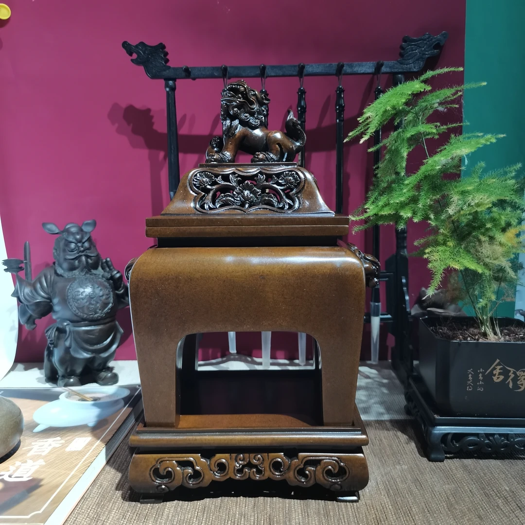 苏工精炼失蜡铸造天鸡耳狮钮方炉