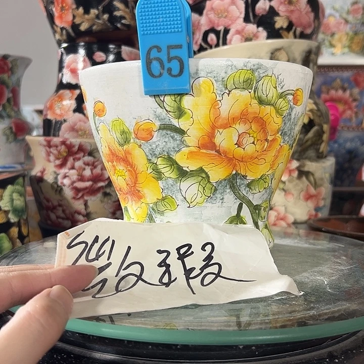 景德镇幸运花盆手绘韩式花盆
