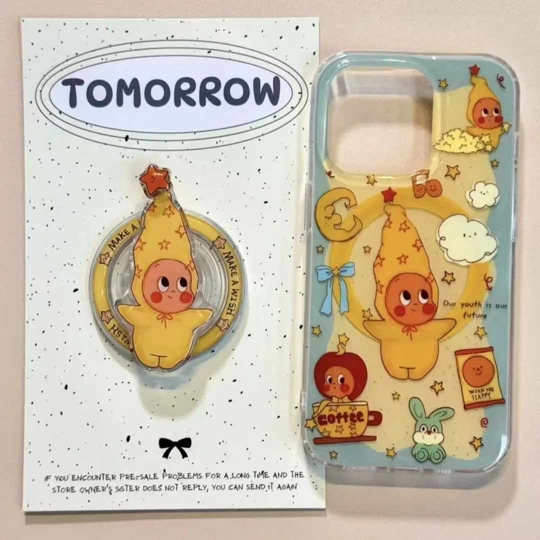 可爱星星人手机壳苹果16promax双层iphone15磁吸支架14防摔硬壳