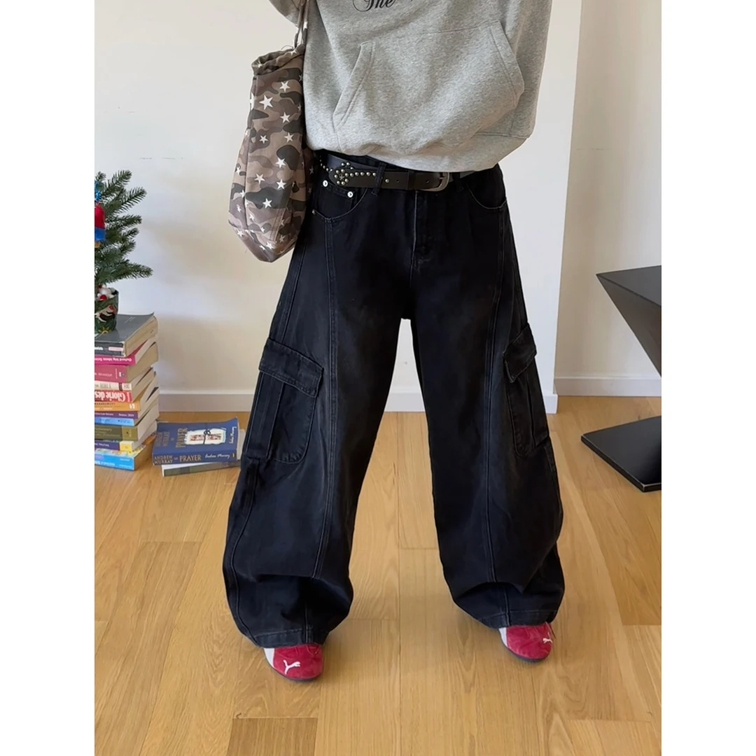 19studio WAYNEPRINCE美式复古多口袋牛仔裤中腰宽松直筒阔腿裤男