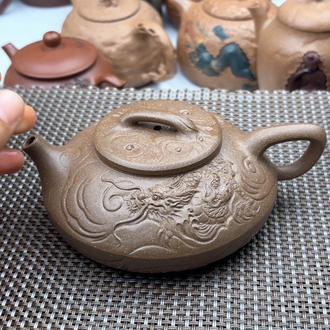 茶壶紫砂云龙石瓢青段200c c