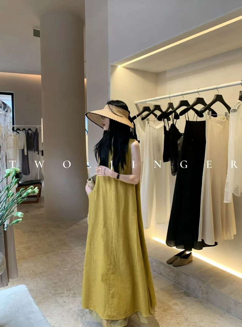 二静子极简静奢（熠熠生辉）白到发光,无法拒绝苎麻连衣裙cx90088