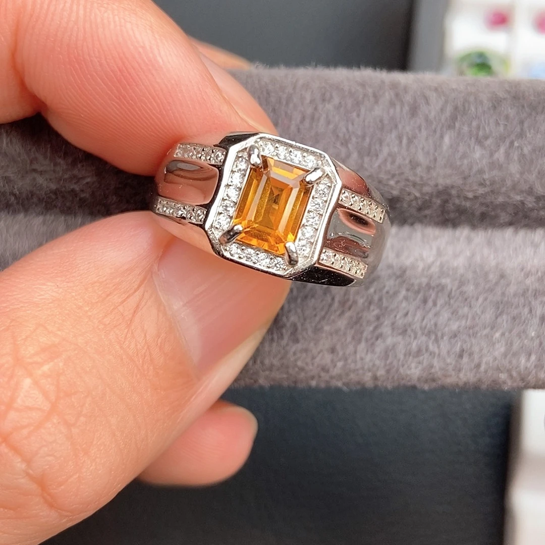 银S925镶嵌戒指黄晶