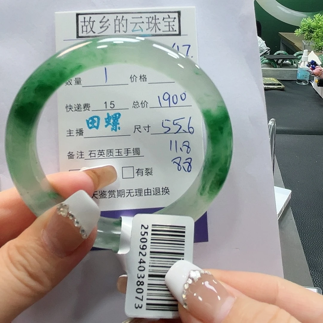 小***芳石英质玉（非洲翠）未镶嵌手镯