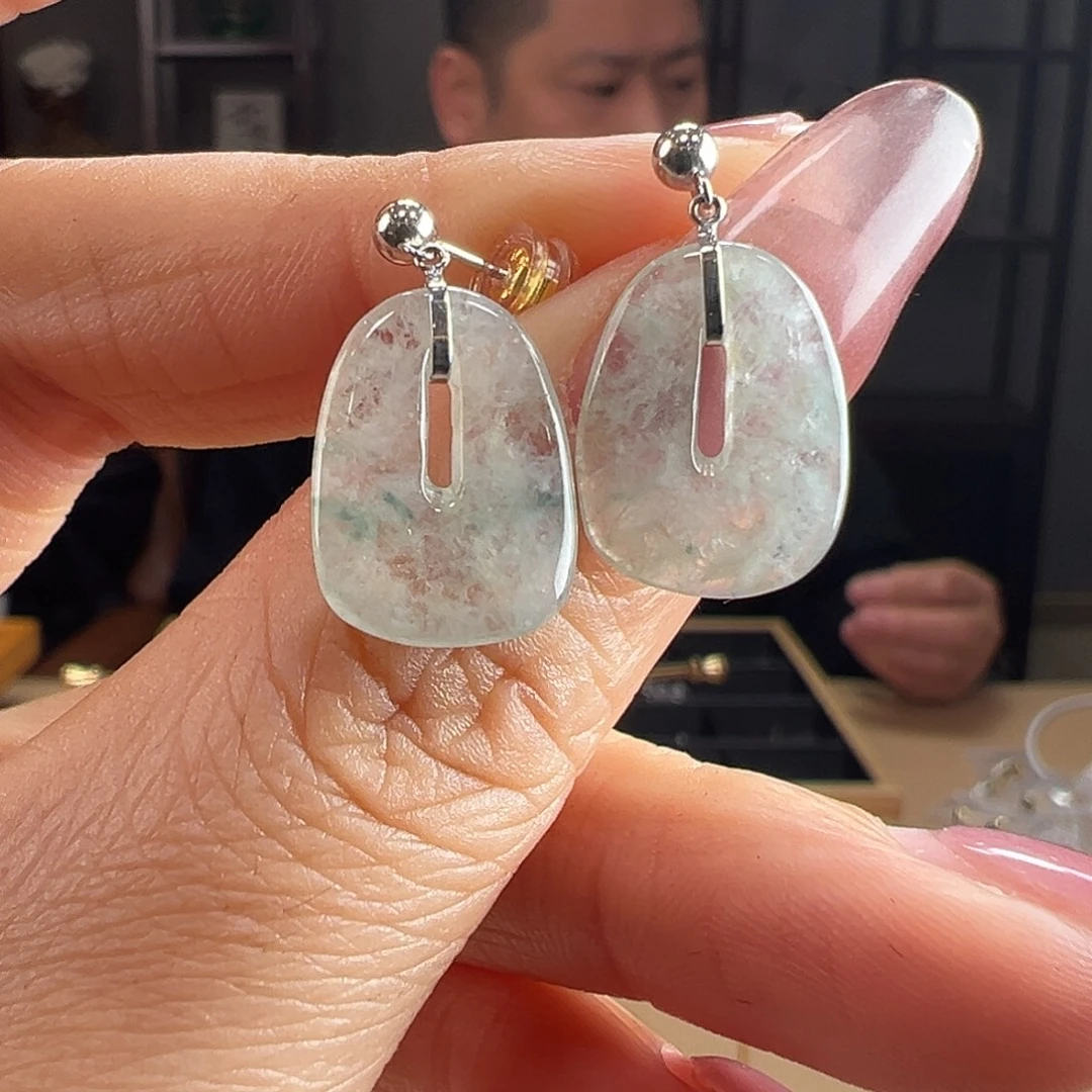 翡翠18K金镶嵌耳饰耳环