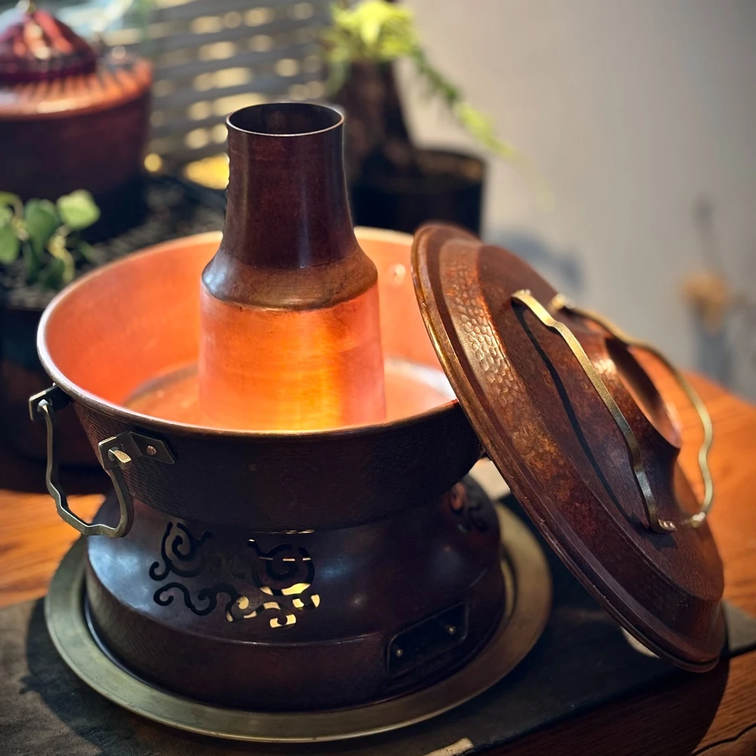 春喜铜【送货上门】T2紫铜手工捶打电碳一体锅升级款新中式家用