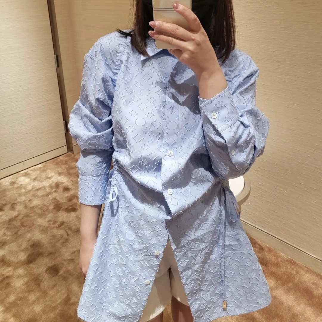 全新未使用 LouisVuitton/路易威登 001317 老花长袖衬衫 40码