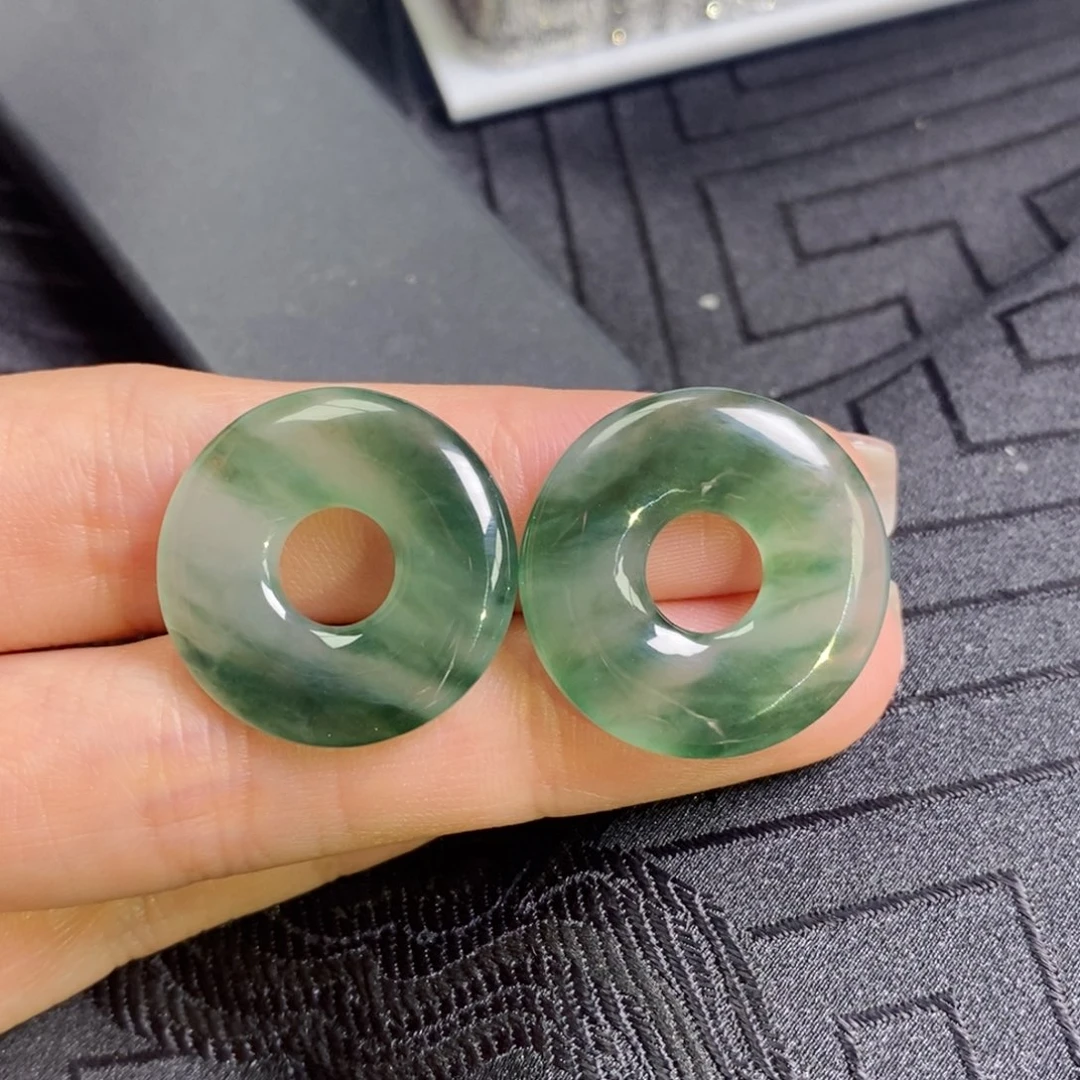翡翠未镶嵌耳饰甜甜圈