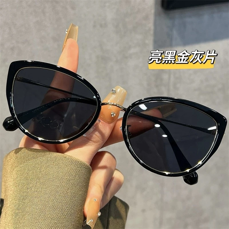 韩版潮猫眼墨镜女款可配近视偏光太阳镜防紫外线2023新款眼镜