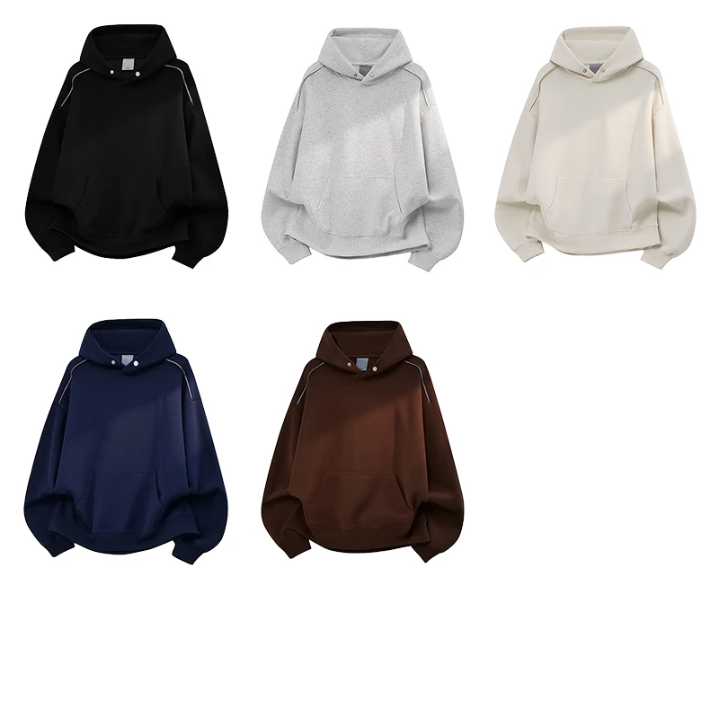 重磅380g卫衣美式国潮小众设计感纯色基础款休闲情侣款套头上衣