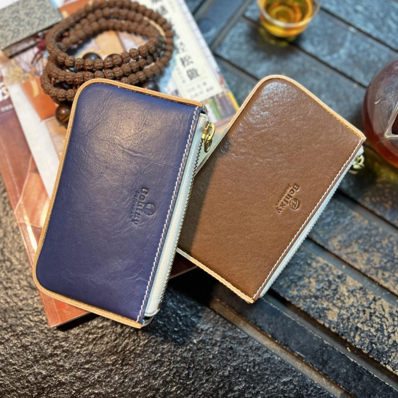 【Behfxy帛雲】复古简约手拿包 植鞣头层牛皮高端文玩手串收纳包