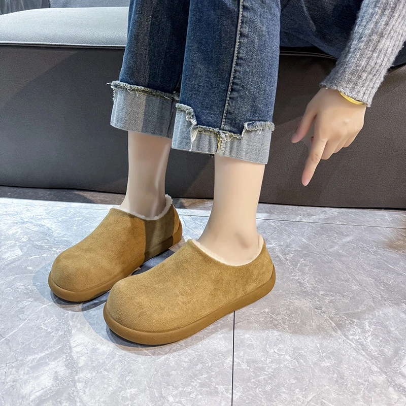 2025冬季新款休闲潮流风勃肯鞋休闲风纯色平底棉鞋585