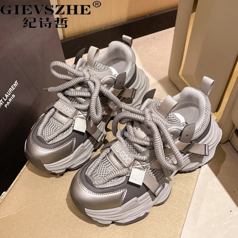 纪诗哲运动鞋女款2025年秋季新款时尚网面透气流秋季透气厚底老爹