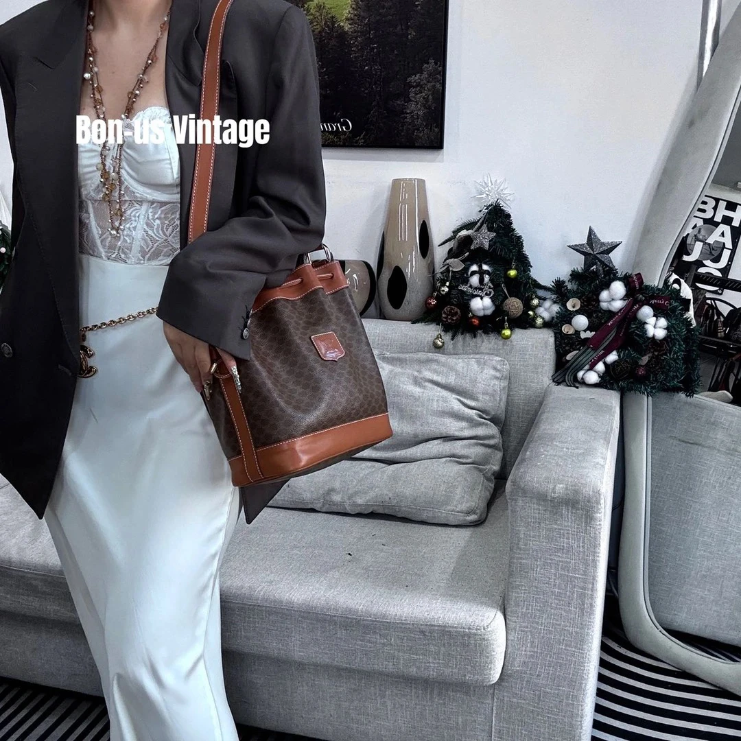 修复品8613351/Celine /思琳老花抽绳水桶 配皮换新